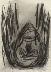 Untitled by Georg Baselitz, charcoal on paper, sold Apr 2021
