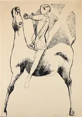 Giocoliere by Marino Marini, 1951, India ink on paper, sold Apr 2021