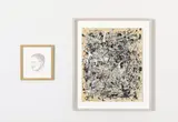 Art & Language, Portrait of President Barack Obama in the Style of Jackson Pollock, 2013, enamel on canvas mounted on panel and graphite on paper, in 2 parts