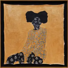 Usbani by Wonder Buhle Mbambo, 2020, acrylic on unstretched canvas, in artist's frame, sold Jul 2021