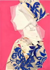 Manolo Valdés, Perfil VI, 2013, paper collage, graphite and acrylic on board