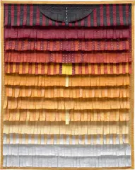 Abdoulaye Konaté, Composition No. 18 (orange avec plumage), 2015, stitched textile