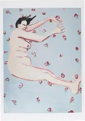 Chantal Joffe, Self Portrait Naked as the Letter C, 2020, digital print on card