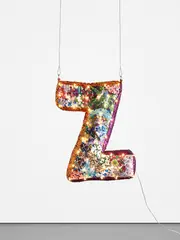 Joana Vasconcelos, Zen, 2020, fabric, cushion stuffing, sequins, metal carabiners, LED lights and electrical wire