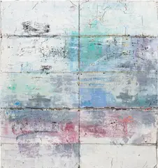 Hugo McCloud, Untitled, 2014, aluminium foil, aluminium coating and oil on tar paper mounted on panel