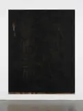 David Ostrowski, F (The land before time), 2014, acrylic and lacquer on burlap, in artist's frame