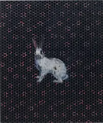 Charming Baker, Love is Never Putting All Your Eggs Into One Bastard, 2010, oil and buckshot holes on linen