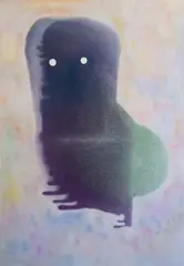 Dude 9 by Anya Myagkikh, 2020, glitter, acrylic and varnish on canvas, sold Jul 2021