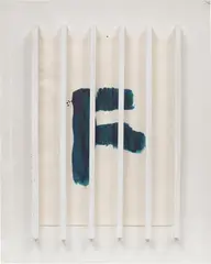 Representation 4 by Richard Tuttle, 1984, wood, paper and watercolour on canvas, offered Jul 2021