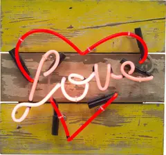 Chris Bracey, LOVE, 2012, neon on reclaimed wood