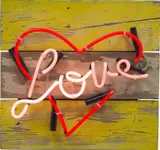 Chris Bracey, LOVE, 2012, neon on reclaimed wood