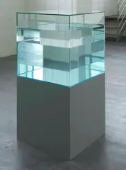 Cocktail Sculpture by Ann Veronica Janssens, 2008, distilled water and paraffin oil in glass on painted wooden base, sold Jul 2021