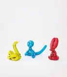 Jeff Koons, Three works: (i) Balloon Rabbit (Red) ; (ii) Balloon Monkey (Blue) ; (iii) Balloon Swan (Yellow), 2017, porcelain painted in chrome, each with original boxes