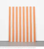 Daniel Buren, Peinture acrylique blanche sur tissu rayé blanc et orange