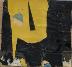 Senza Titolo by Rotella, 1958, paper collage on canvas, sold Apr 2021