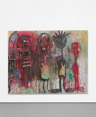 Aboudia, Untitled, 2012, paper collage, acrylic, oil pastel and crayon on adjoined canvas