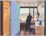 Caroline Walker, Study for Floors, Room 324, 2018, oil on paper