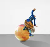 Yinka Shonibare Cbe Ra, Girl on Globe 3, 2011, fiberglass mannequin, Dutch wax printed cotton and globe