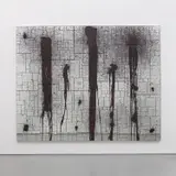 Rashid Johnson, Black Lines, 2012, mirrored tiles, black soap and wax on panel, in 6 parts