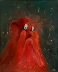 George Condo, Grandpa (Old Red with Bubbles), 1996, oil on canvas
