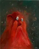 Grandpa (Old Red with Bubbles) by George Condo, 1996, oil on canvas, sold Oct 2021