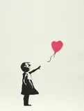 Girl with Balloon by Banksy, 2004, screen print on wove paper, with margins, sold Oct 2021