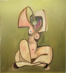 George Condo, Gold Nude, 1989, oil on canvas