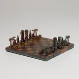 Alberto Burri, Untitled (chess set), 1943-45, paint, card laid on wood, wood and metal pins, in 36 parts