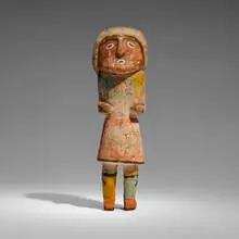 Hopi Tribe, Katsina doll representing Ho-e kachina, c. 1925, wood, natural pigments, cotton