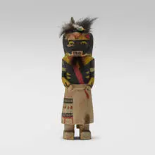 Hopi Tribe, Katsina doll representing Chakwaina, c. 1935, wood, natural pigments, hair, string
