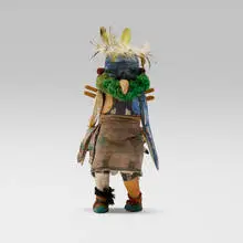 Zuni, Katsina doll representing Kakali, the Eagle, c. 1945, wood, natural pigments, fur, ruff, leather, feathers