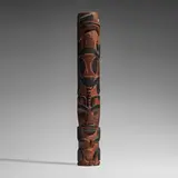 Haida or Tlinglit, Totem pole model, wood, natural pigments