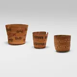 Tlingit, Twine Berry baskets, set of three, twine, natural dyes