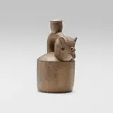 Vicús, Owl stirrup vessel, slip-glazed earthenware