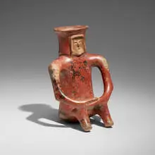 Seated figural vessel by Vicús, sold Jul 2025