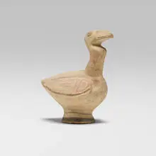 Pre-Columbian, Standing bird, earthenware, pigment