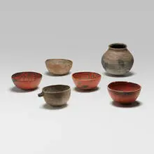 Ancestral Pueblo, Collection of six vessels, slip-glazed earthenware