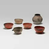 Ancestral Pueblo, Collection of six vessels, slip-glazed earthenware