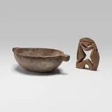 Oceanic, Bowl and slit gong drum finial, carved wood