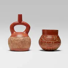 Vessels, set of two by Moche and Mayan, terracotta, sold Jul 2025
