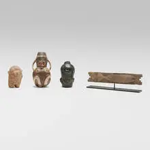 Collection of four objects by Chimu and Chancay, wood; terracotta, sold Jul 2025