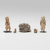 Western Mexico, Collection of five figures, stone; earthenware