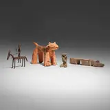 African, Collection of four objects, terracotta; iron; bronze; wood