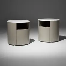 Poliform, Onda nightstands, pair, lacquered wood, spessart oak, marble