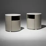 Poliform, Onda nightstands, pair, lacquered wood, spessart oak, marble