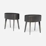 Emmanuel Gallina, Kelly nightstands, pair, elm veneer, polished and enameled steel