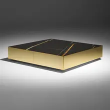Rodolfo Dordoni, Elliot coffee table, Sahara noir marble, electroplated metal