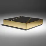 Rodolfo Dordoni, Elliot coffee table, Sahara noir marble, electroplated metal