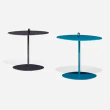 Victor Carrasco, Strap occasional tables, pair, rope cord, lacquered aluminum