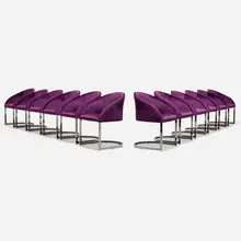 Giuliano Cappelletti, Sign dining chairs, set of twelve, 2025, velvet upholstery, chrome-plated steel